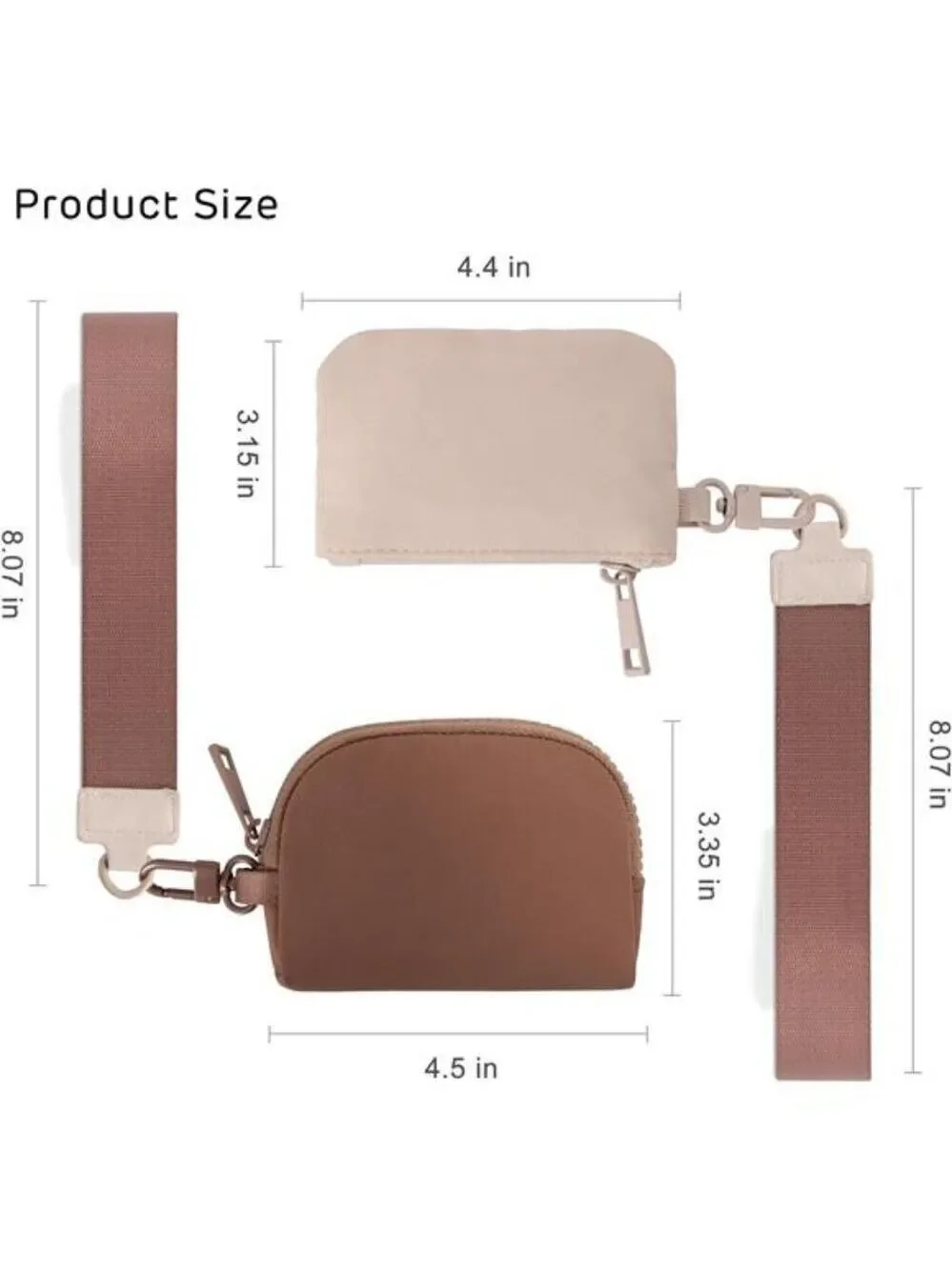 Mini Zip Keychain Wallet Wristlet Dual Pouch Coin Purse for Women Travel Gift